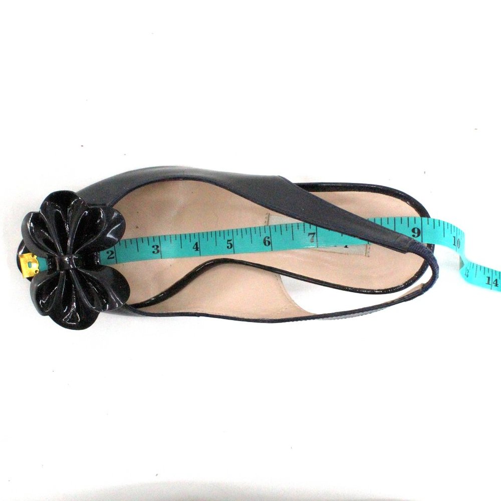L.K. Bennett Black Patent Leather Peep Toe Slingback Bow Heel SZ 36 - Picture 14 of 16